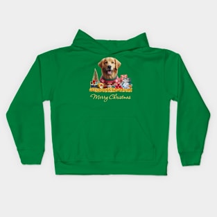 Merry Christmas Golden Retriever Kids Hoodie